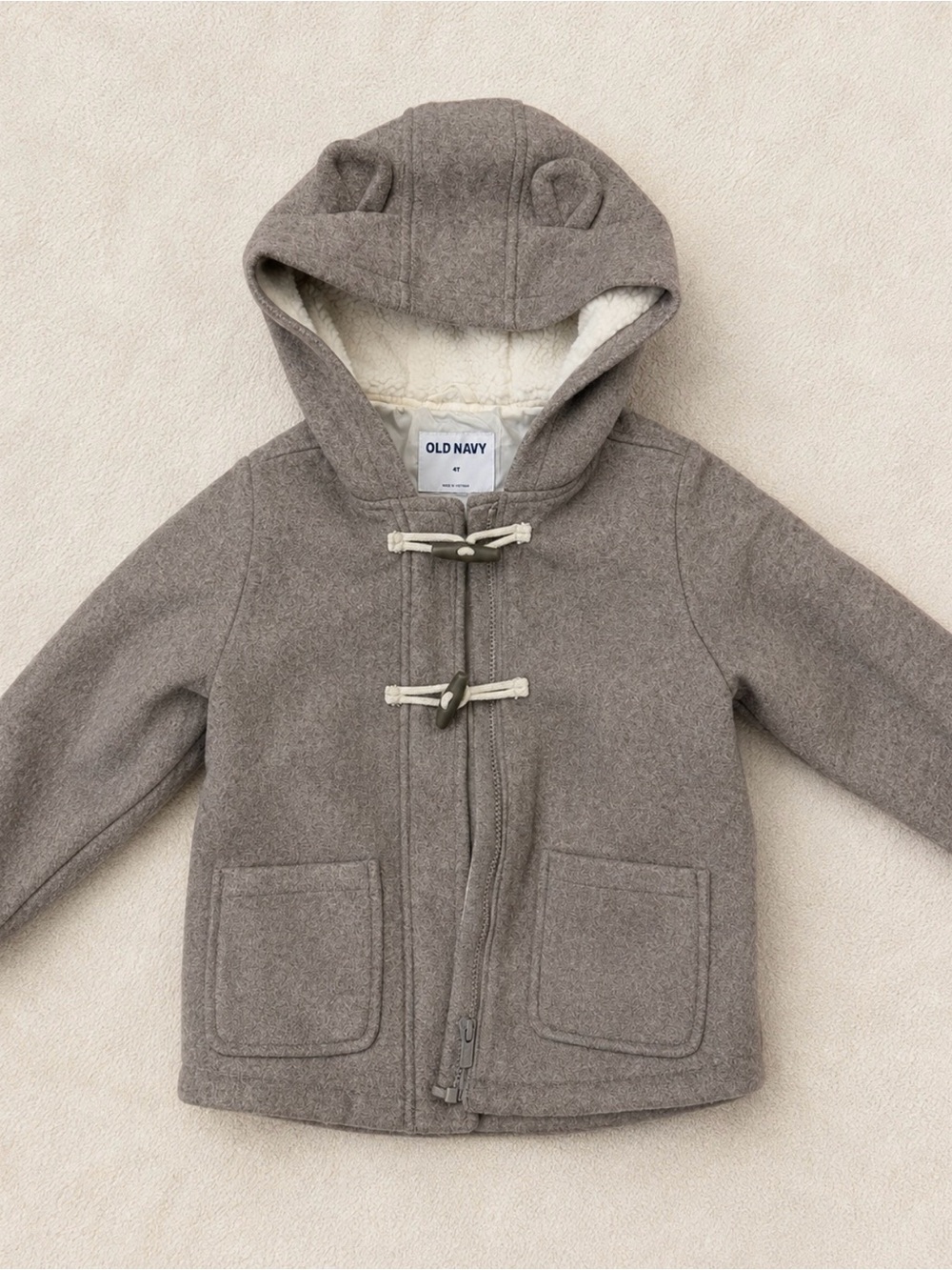 Old Navy Kids' Hooded Pea Coat in Taupe